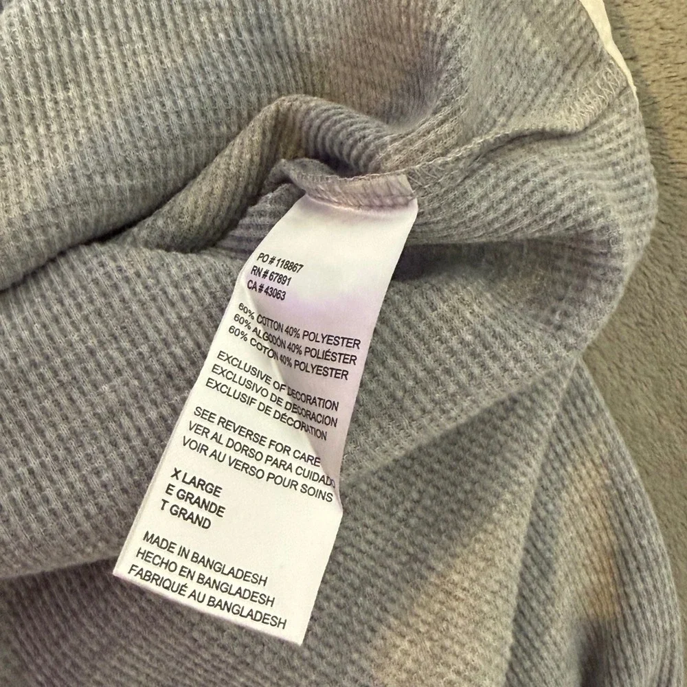 Womens Thermal Waffle Knit Henley Bodysuit Long Sleeve Size XL Gray Umbro NEW - Picture 8 of 11